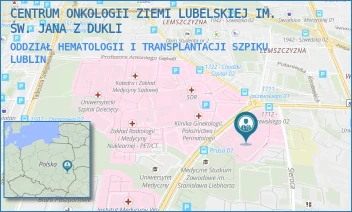 ODDZIAŁ HEMATOLOGII I TRANSPLANTACJI SZPIKU - CENTRUM ONKOLOGII ZIEMI LUBELSKIEJ IM. ŚW. JANA Z DUKLI - DRA KAZIMIERZA JACZEWSKIEGO 7,  LUBLIN