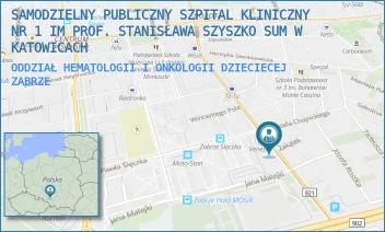 ODDZIAŁ HEMATOLOGII I ONKOLOGII DZIECIECEJ - SAMODZIELNY PUBLICZNY SZPITAL KLINICZNY NR 1 IM PROF. STANISŁAWA SZYSZKO SUM W KATOWICACH - UL. 3 MAJA 13-15,  ZABRZE