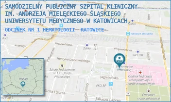 ODCINEK NR 1 HEMATOLOGII - SAMODZIELNY PUBLICZNY SZPITAL KLINICZNY IM. ANDRZEJA MIELĘCKIEGO ŚLĄSKIEGO UNIWERSYTETU MEDYCZNEGO W KATOWICACH, - UL. HENRYKA DĄBROWSKIEGO 25,  KATOWICE