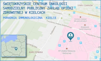 PORADNIA IMMUNOLOGICZNA - ŚWIĘTOKRZYSKIE CENTRUM ONKOLOGII SAMODZIELNY PUBLICZNY ZAKŁAD OPIEKI ZDROWOTNEJ W KIELCACH - ARTWIŃSKIEGO 3,  KIELCE
